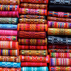 Colorful Blankets in Ecuador stock photo, Holger Mette